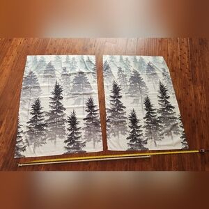 Forest Print Curtain Panels in Gray and Cream